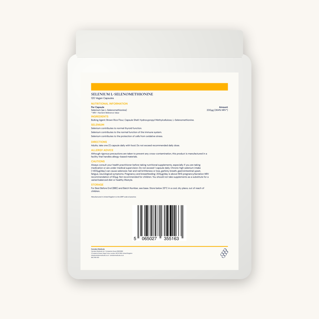 Purifera® Selenium 200µg L-Selenomethionine 120 Capsules - Image 2